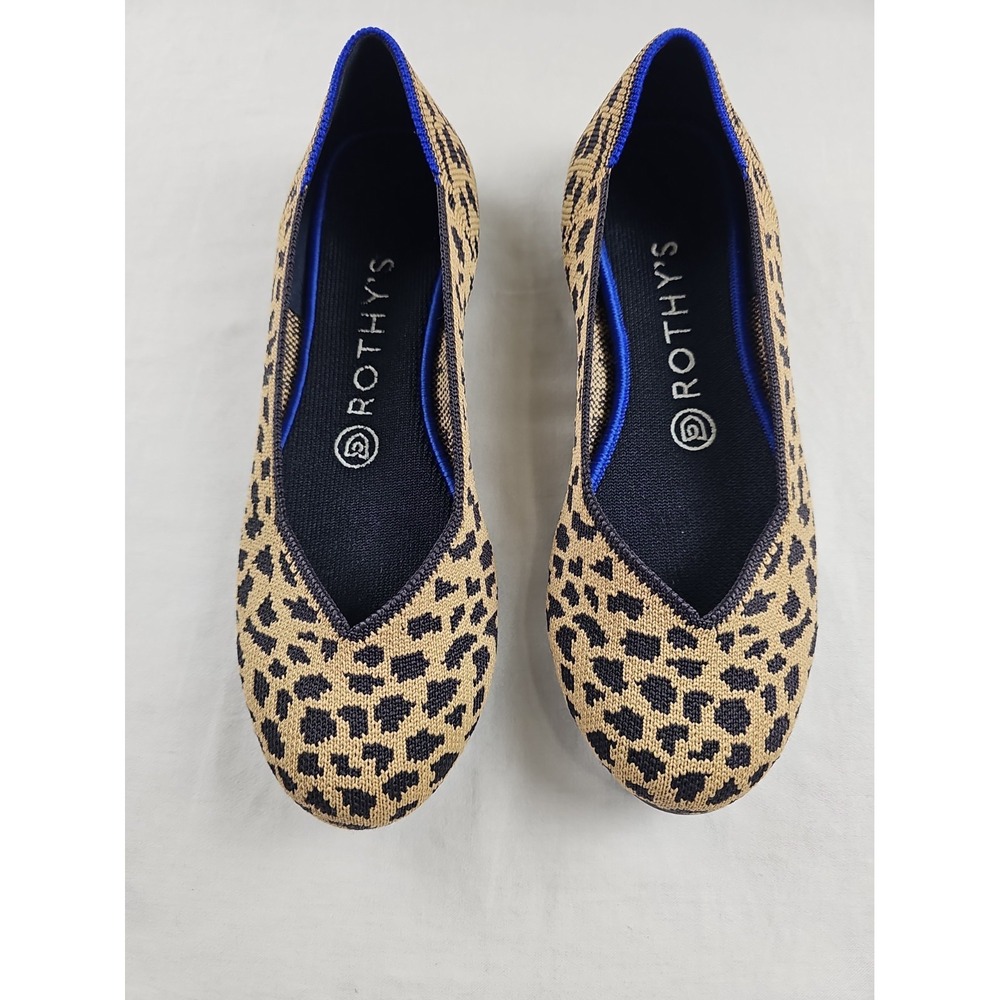Rothy's The Flat Shoes Women's Size 7 Brown Leopard Print Knit Ballet Flat